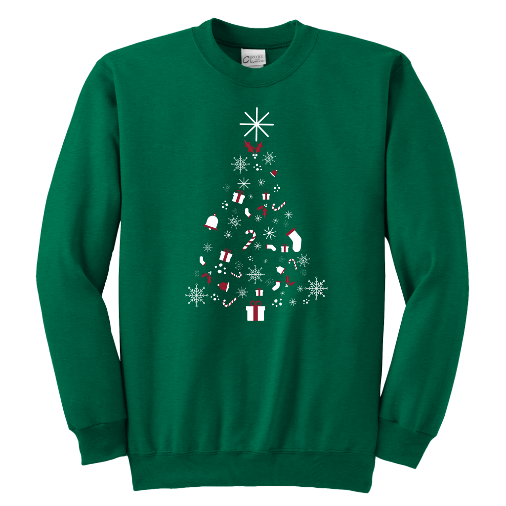 Christmas Tree Youth Crewneck Unisex Sweatshirt (Available in 7 Colours) - HBS Inspire Me