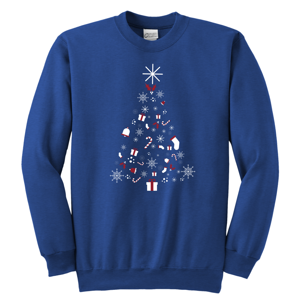 Christmas Tree Youth Crewneck Unisex Sweatshirt (Available in 7 Colours) - HBS Inspire Me