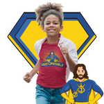 "Be Unstoppable" Jesus Pose Superhero Youth Tee Red