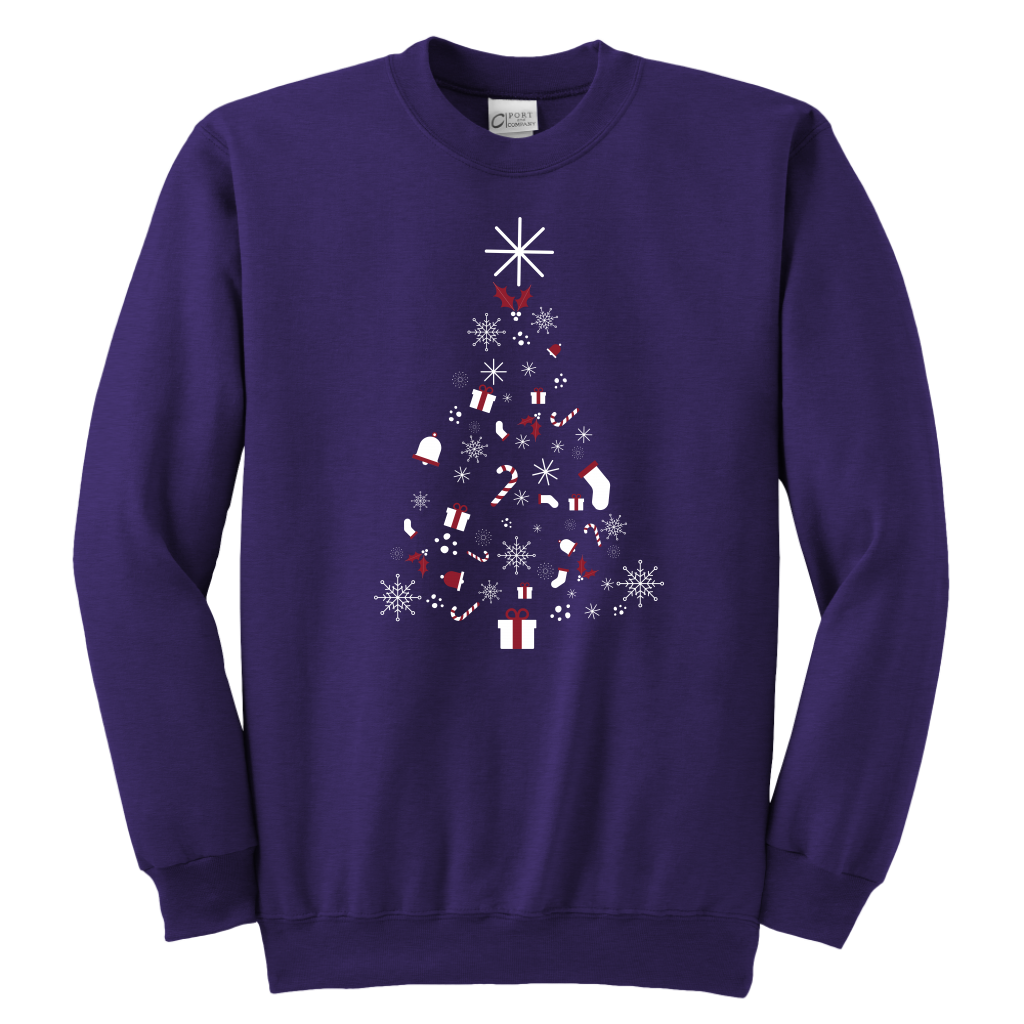 Christmas Tree Youth Crewneck Unisex Sweatshirt (Available in 7 Colours) - HBS Inspire Me