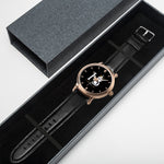 HBS Inspire Me Genuine Leather Strap Water-resistant Automatic Watch (Rose Gold) - HBS Inspire Me