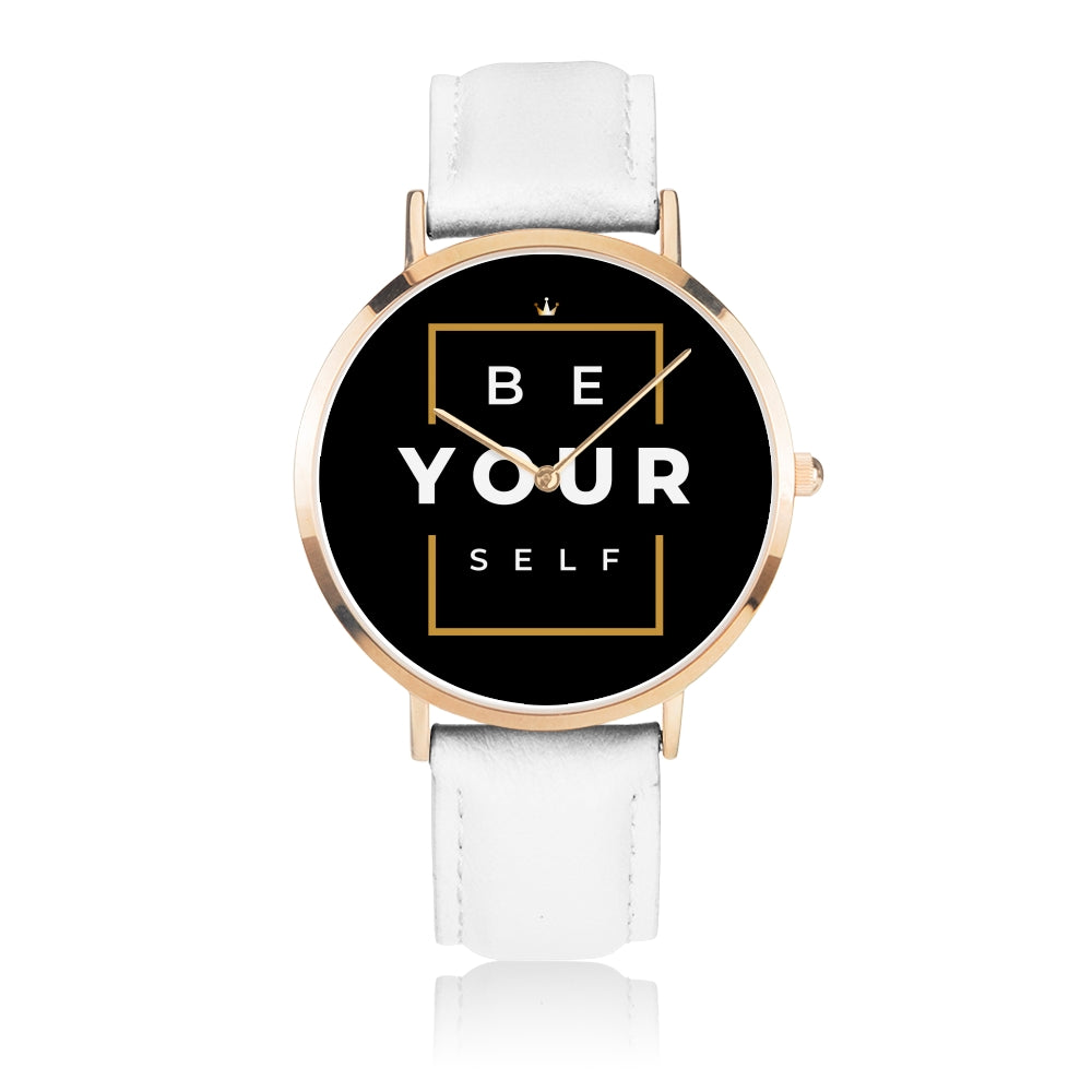 Be Yourself Women Genuine Leather Strap Water-resistant Quartz Watch (Rose Gold) - HBS Inspire Me