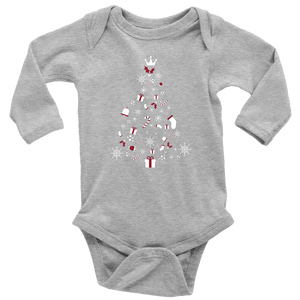 Christmas Tree Long Sleeve Baby Unisex Bodysuit (Available in 4 Colours) - HBS Inspire Me