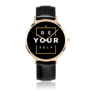 Be Yourself Unisex Genuine Leather Strap Water-resistant Quartz Watch (Rose Gold) - HBS Inspire Me