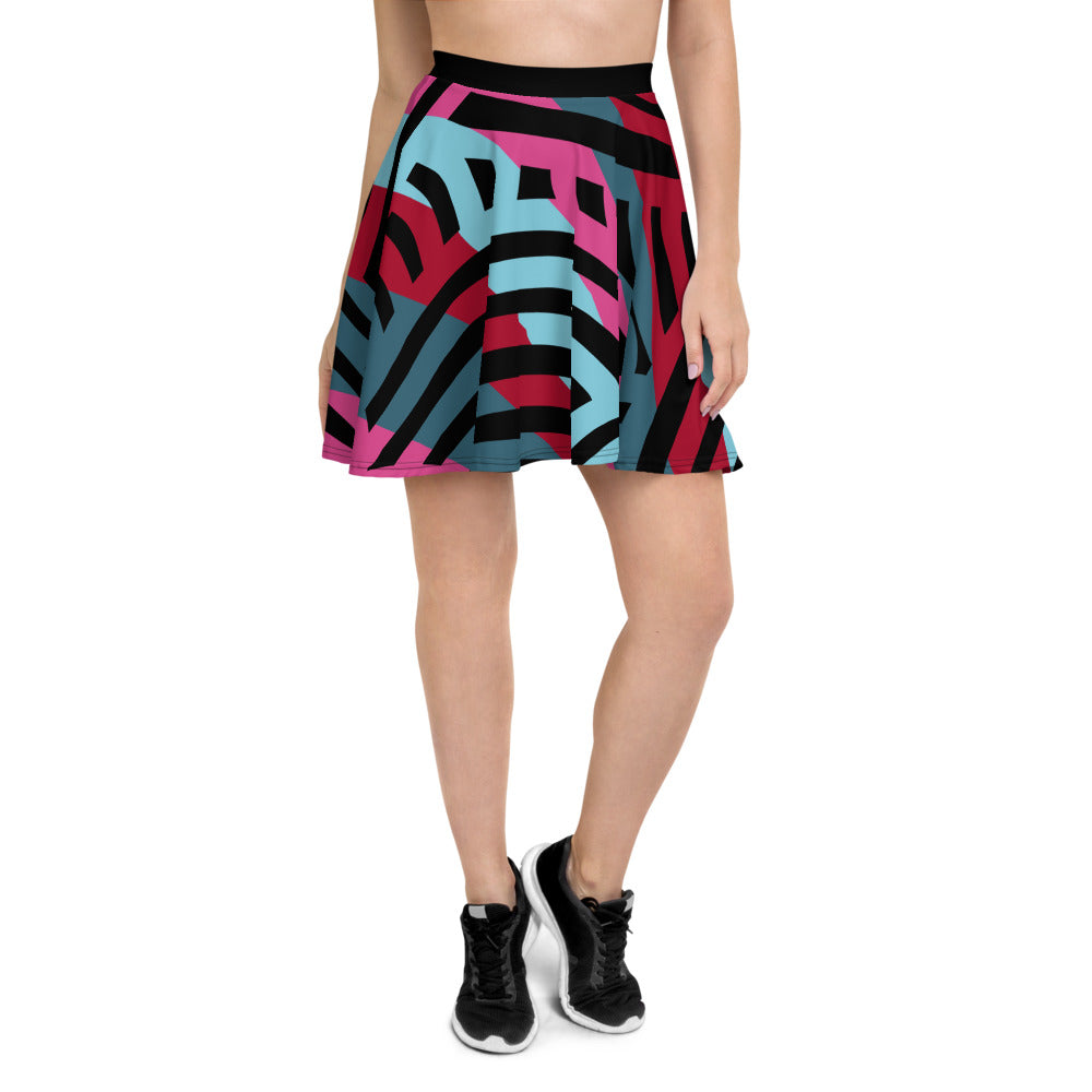 African Print Collage Skater Skirt