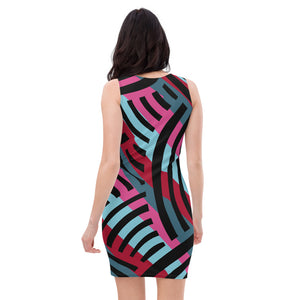 African Print Stripe Collage Dress