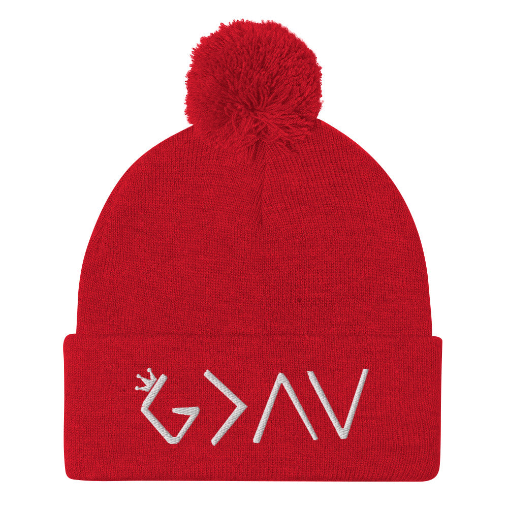 Highs and Lows Pom-Pom Beanie - White - HBS Inspire Me