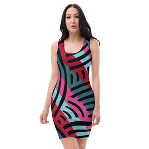 African Print Stripe Collage Dress