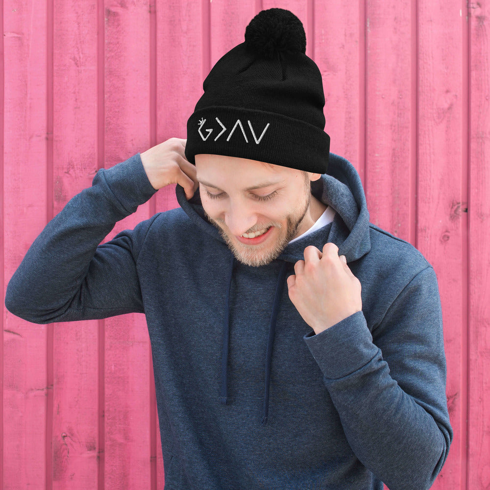 Highs and Lows Pom-Pom Beanie - White - HBS Inspire Me