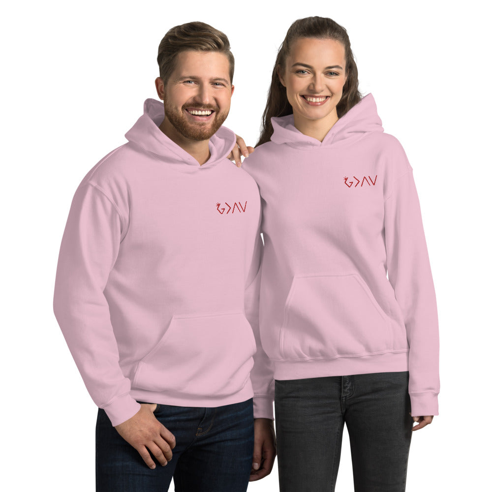 Highs and Lows Adult Unisex Hoodie - Red Embroidery - HBS Inspire Me