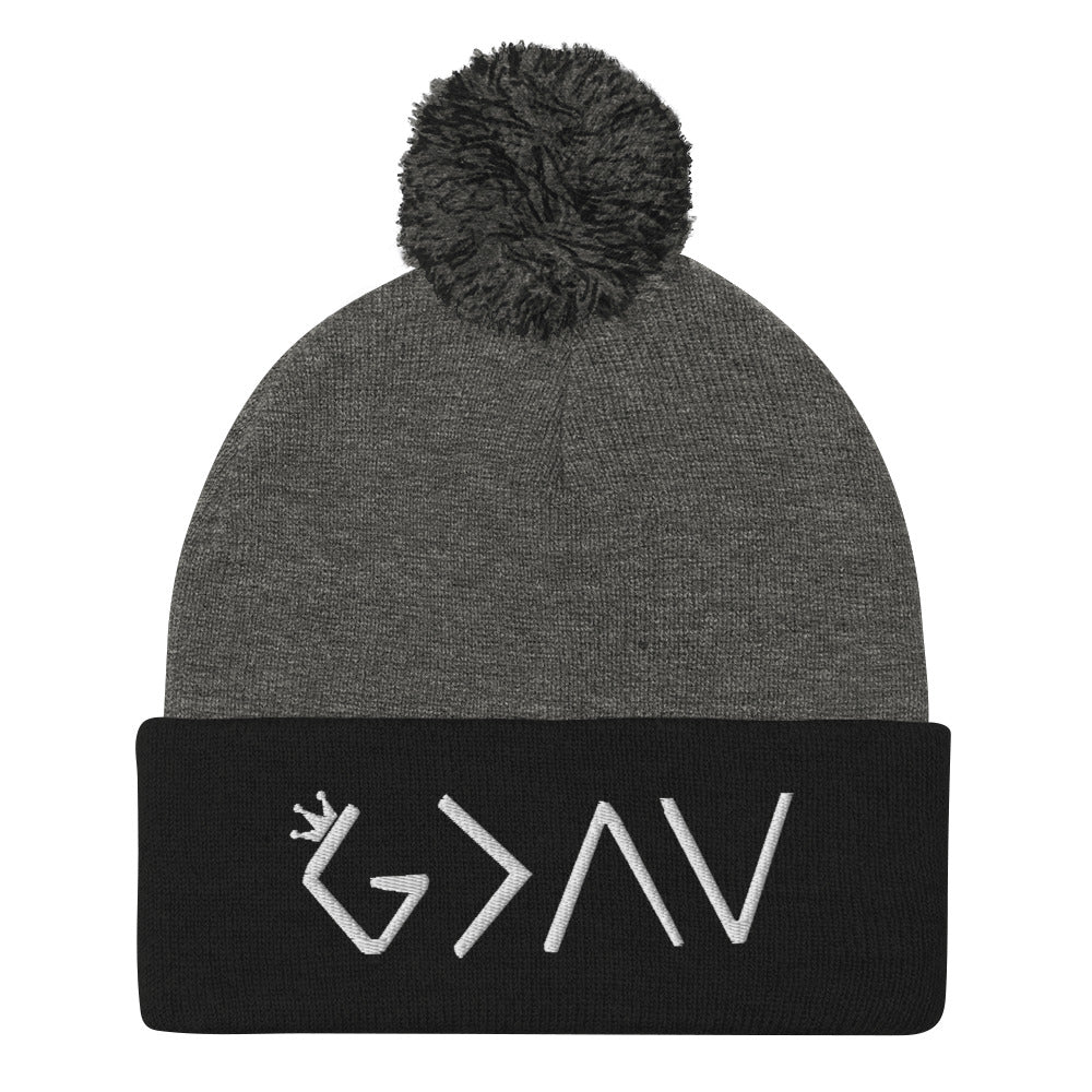 Highs and Lows Pom-Pom Beanie - White - HBS Inspire Me