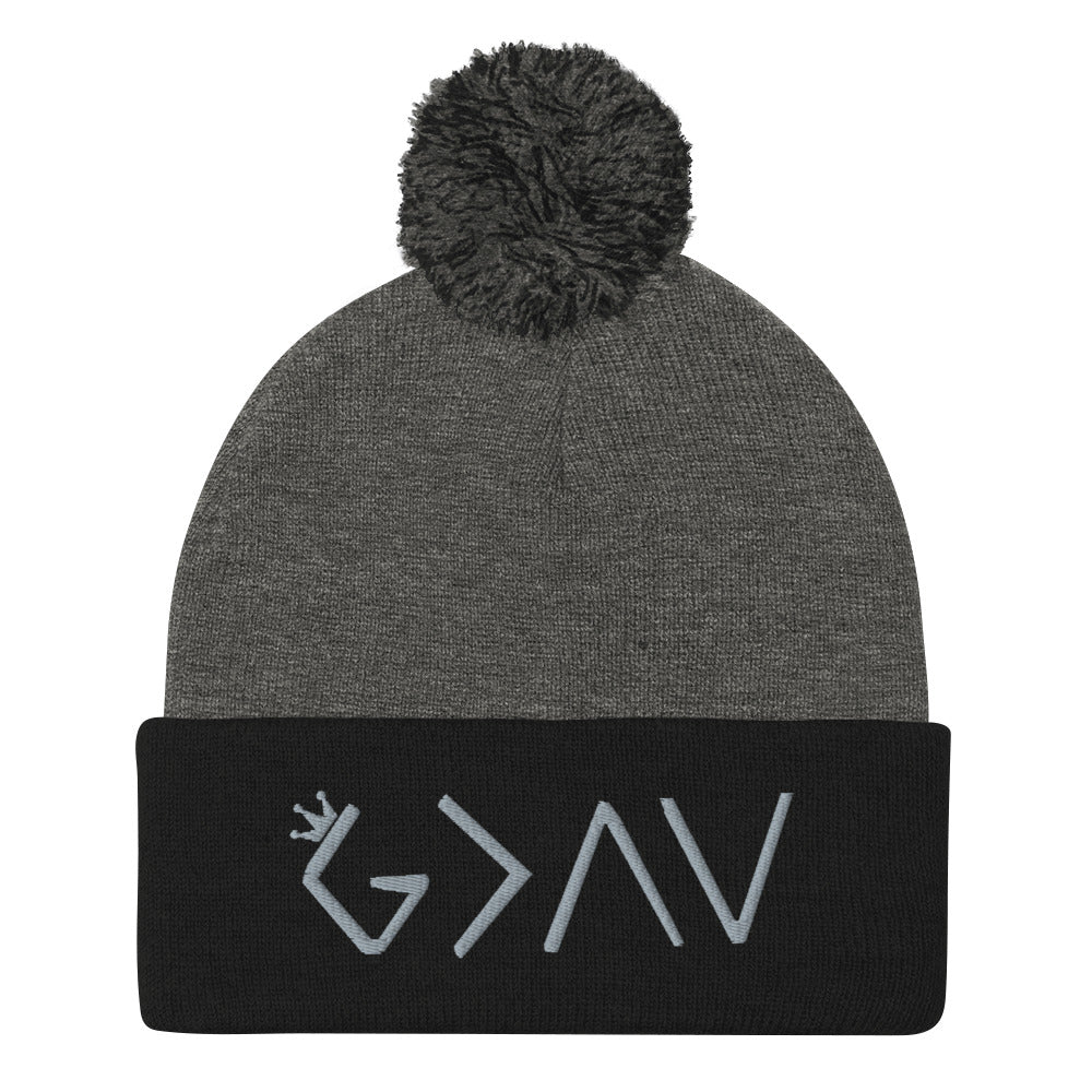 Highs and Lows Pom-Pom Beanie - Grey - HBS Inspire Me