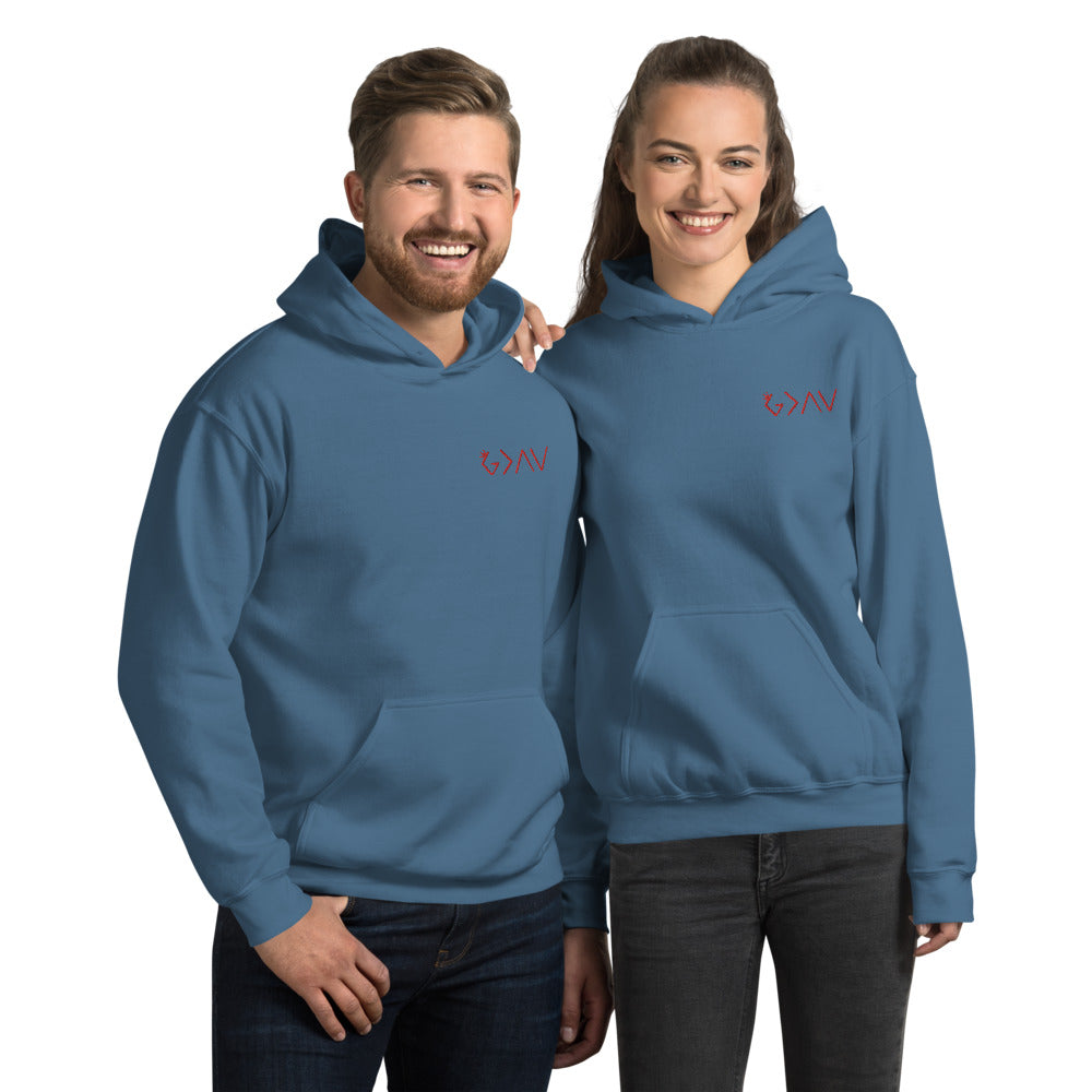 Highs and Lows Adult Unisex Hoodie - Red Embroidery - HBS Inspire Me