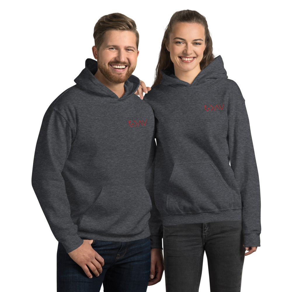 Highs and Lows Adult Unisex Hoodie - Red Embroidery - HBS Inspire Me