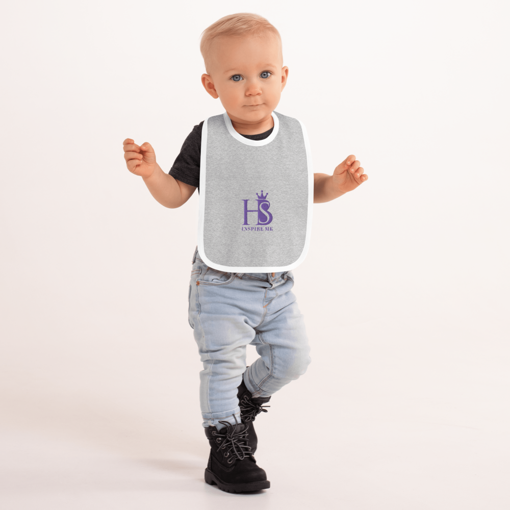 HBS Inspire Me Embroidered Baby Bib - Purple - HBS Inspire Me