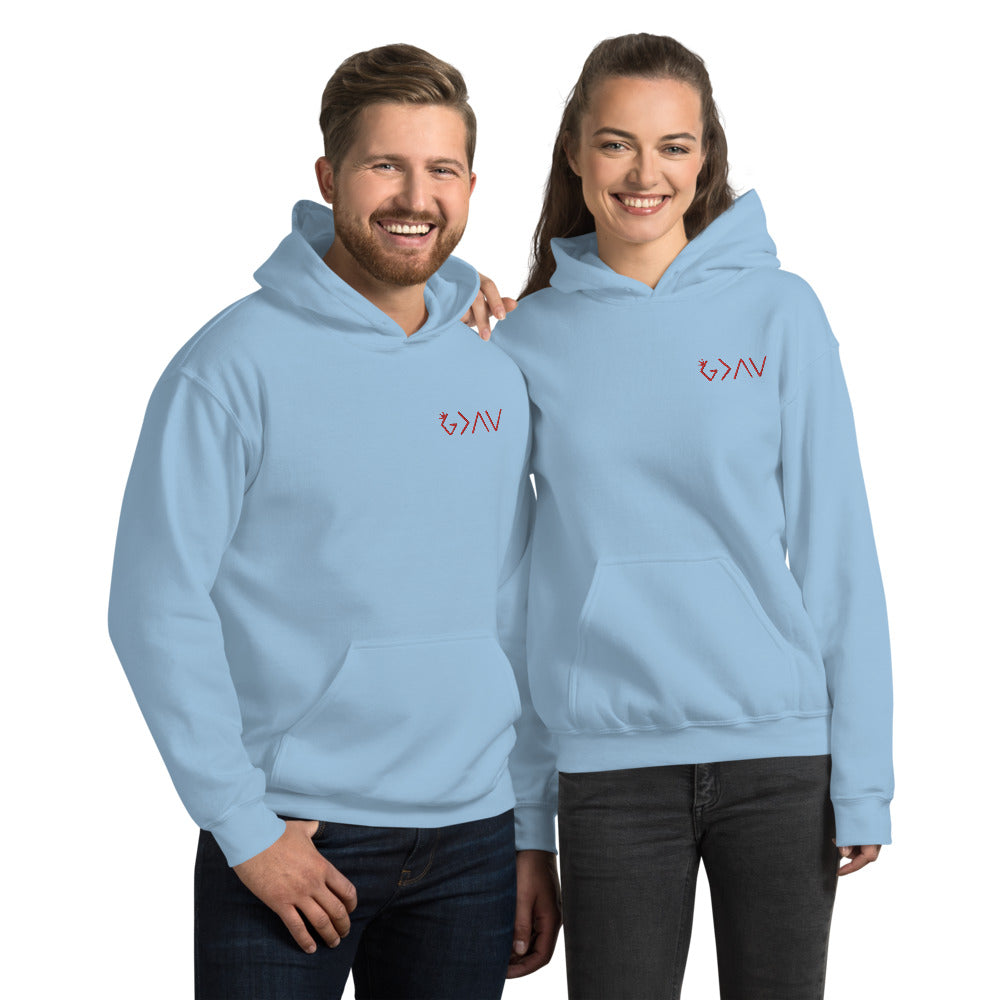 Highs and Lows Adult Unisex Hoodie - Red Embroidery - HBS Inspire Me