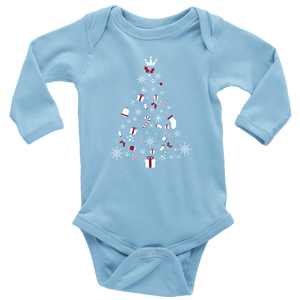 Christmas Tree Long Sleeve Baby Unisex Bodysuit (Available in 4 Colours) - HBS Inspire Me