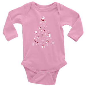 Christmas Tree Long Sleeve Baby Unisex Bodysuit (Available in 4 Colours) - HBS Inspire Me