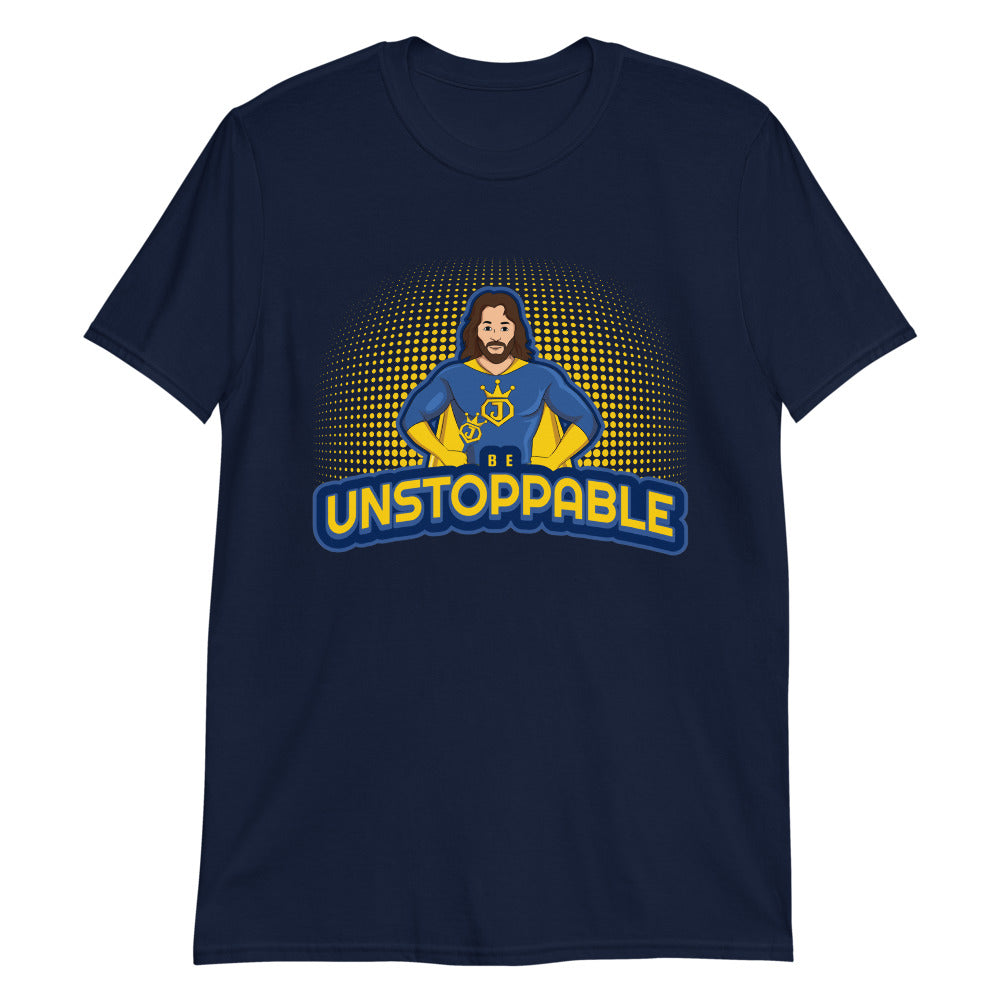 Be Unstoppable" Jesus Pose Superhero Adult Unisex Tee