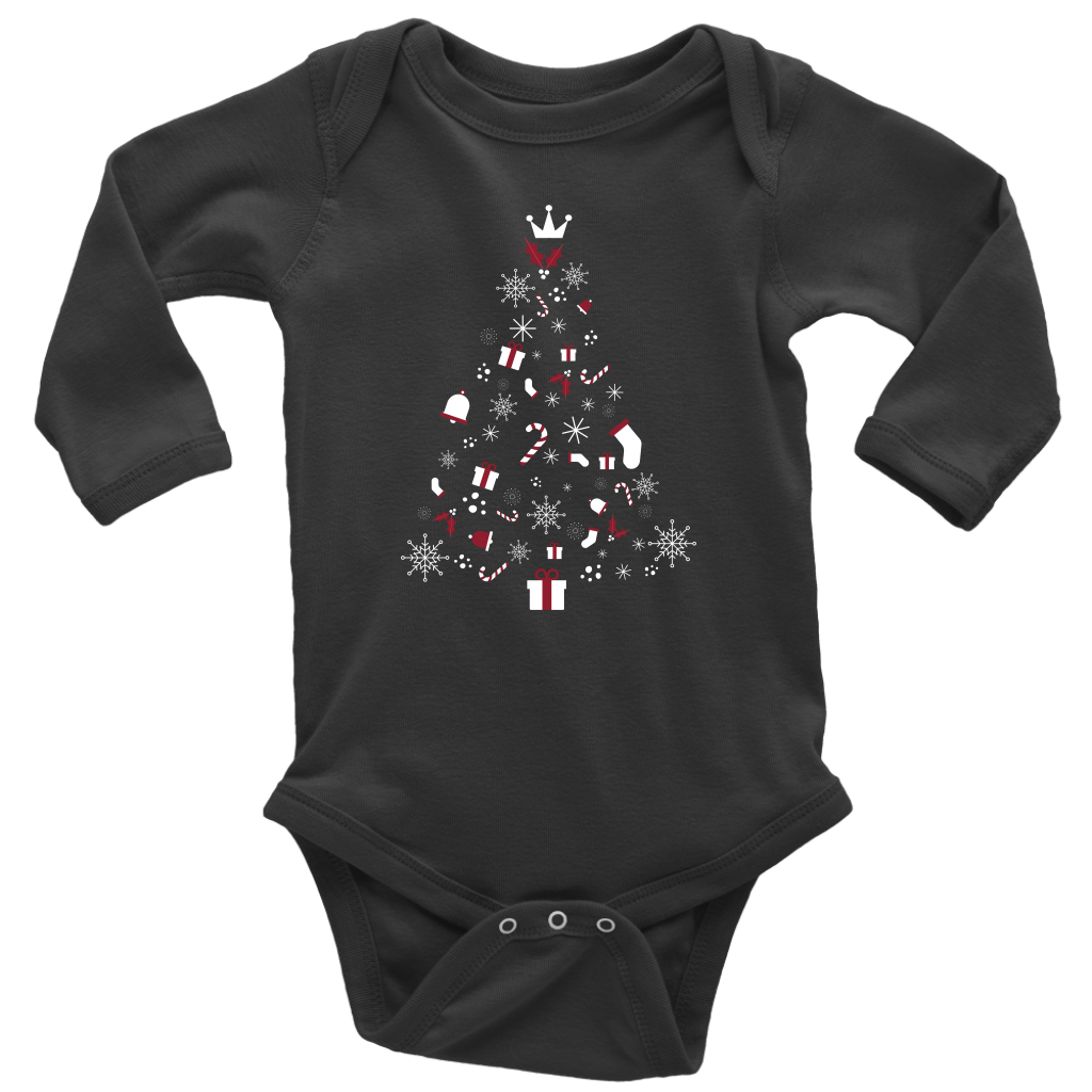 Christmas Tree Long Sleeve Baby Unisex Bodysuit (Available in 4 Colours) - HBS Inspire Me