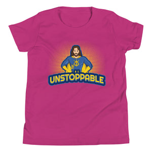 "Be Unstoppable" Jesus Pose Superhero Youth Tee Red