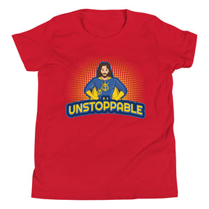 "Be Unstoppable" Jesus Pose Superhero Youth Tee Red